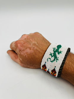 Beaded & Bendable Leather Cuff