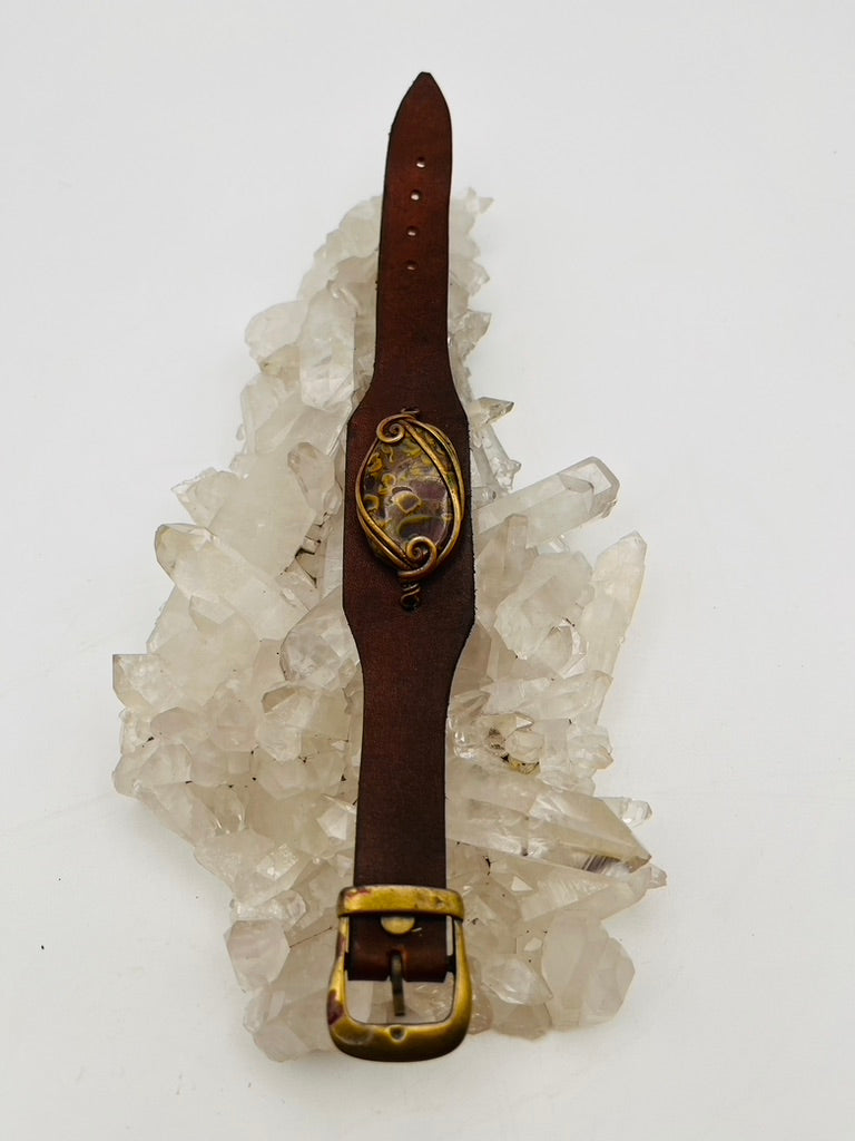 Leather Gem Buckle Bracelet