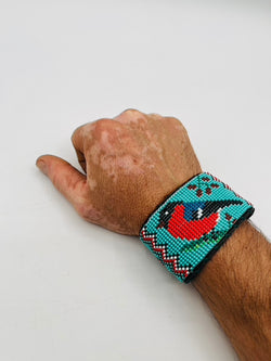 Beaded & Bendable Leather Cuff