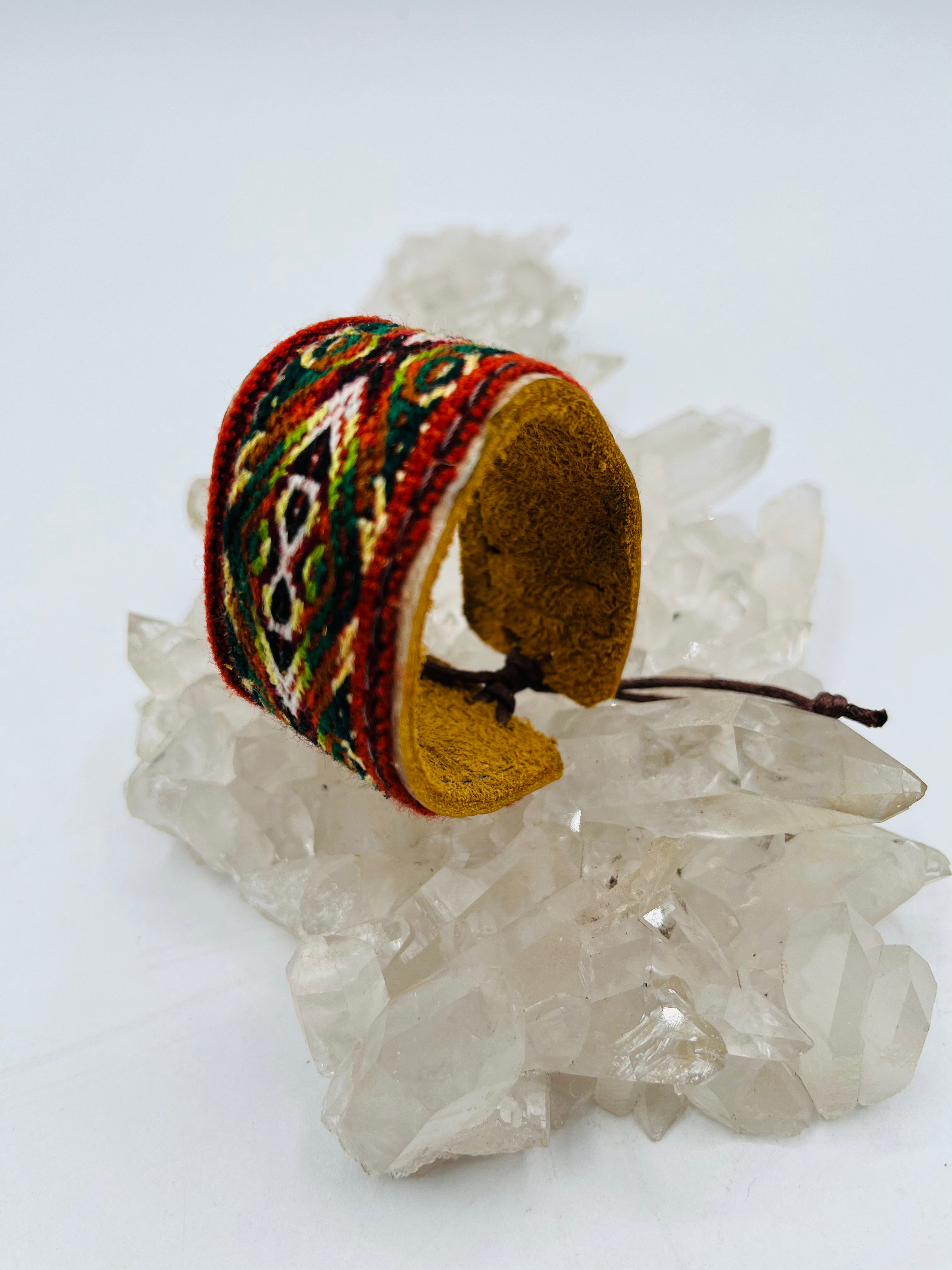 Leather Adjustable Textile Bracelet