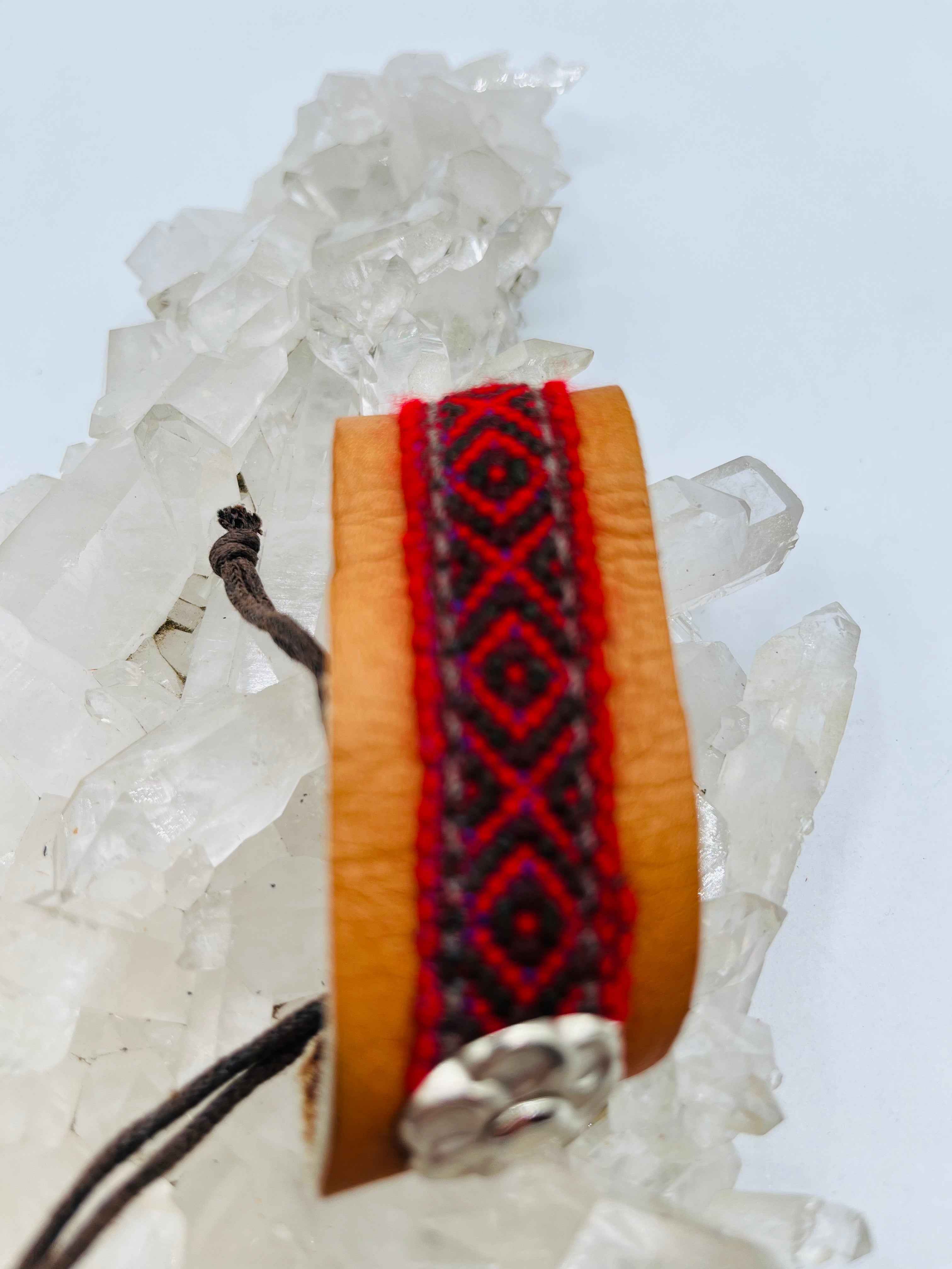Leather Adjustable Textile Bracelet