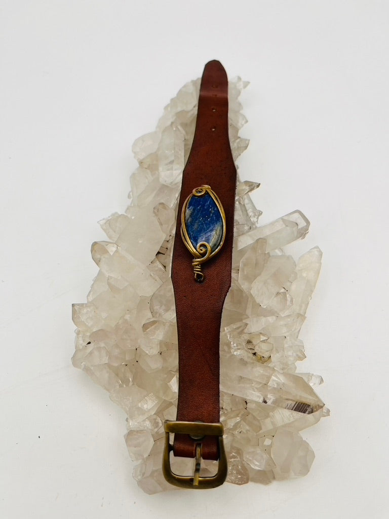 Leather Gem Buckle Bracelet