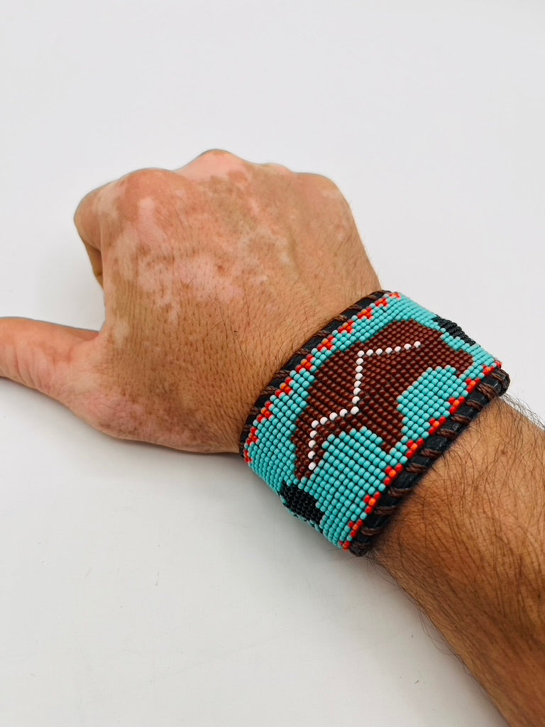 Beaded & Bendable Leather Cuff