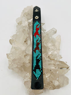 Leather Beaded Snap Bracelet