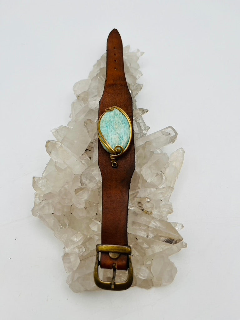 Leather Gem Buckle Bracelet