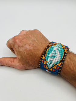 Beaded & Bendable Leather Cuff