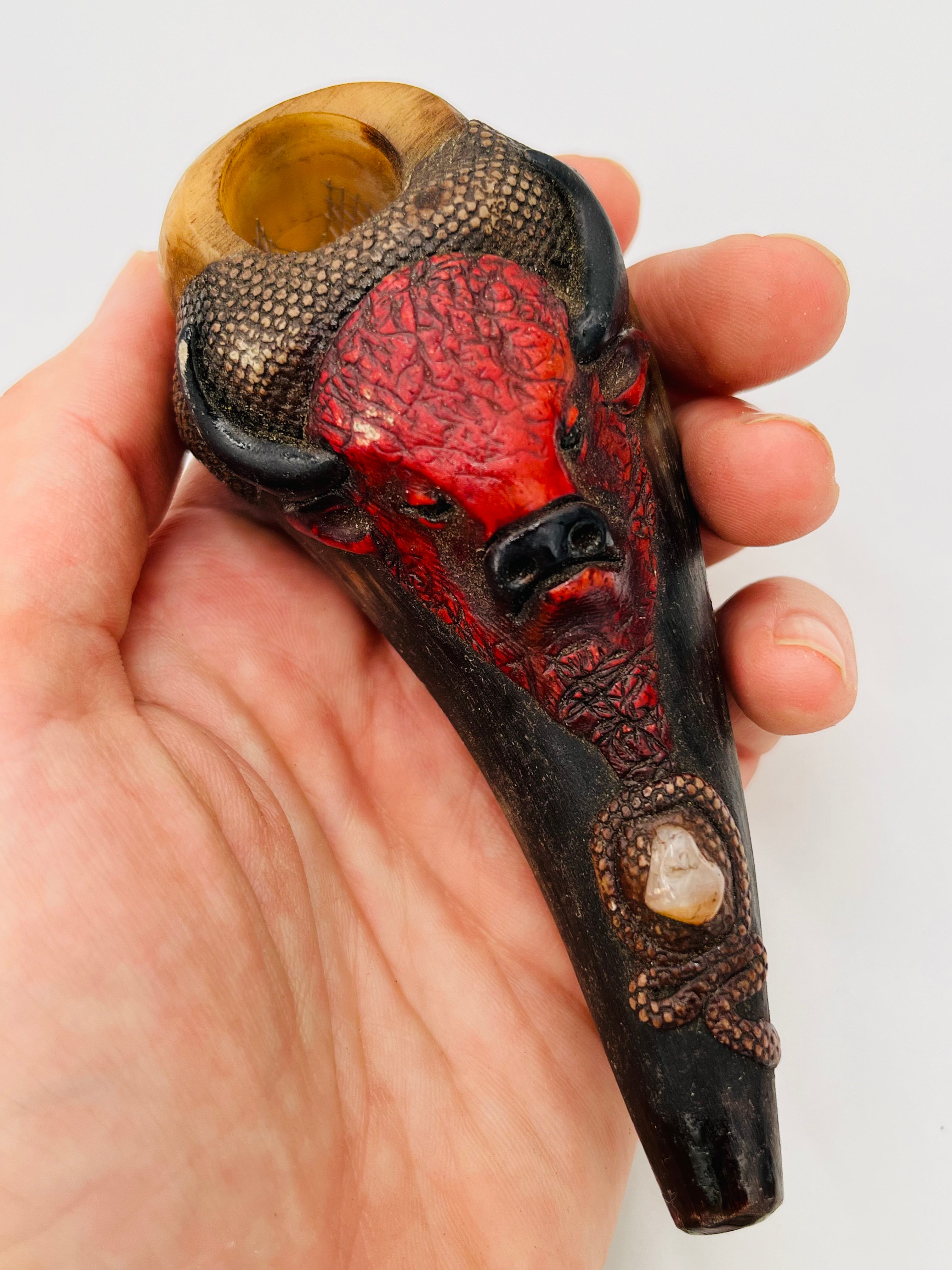 Tagua Seed Head-Bull Horn Pipe