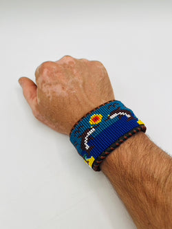 Beaded & Bendable Leather Cuff