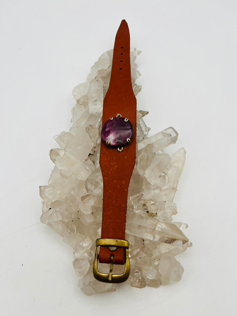 Leather Gem Buckle Bracelet
