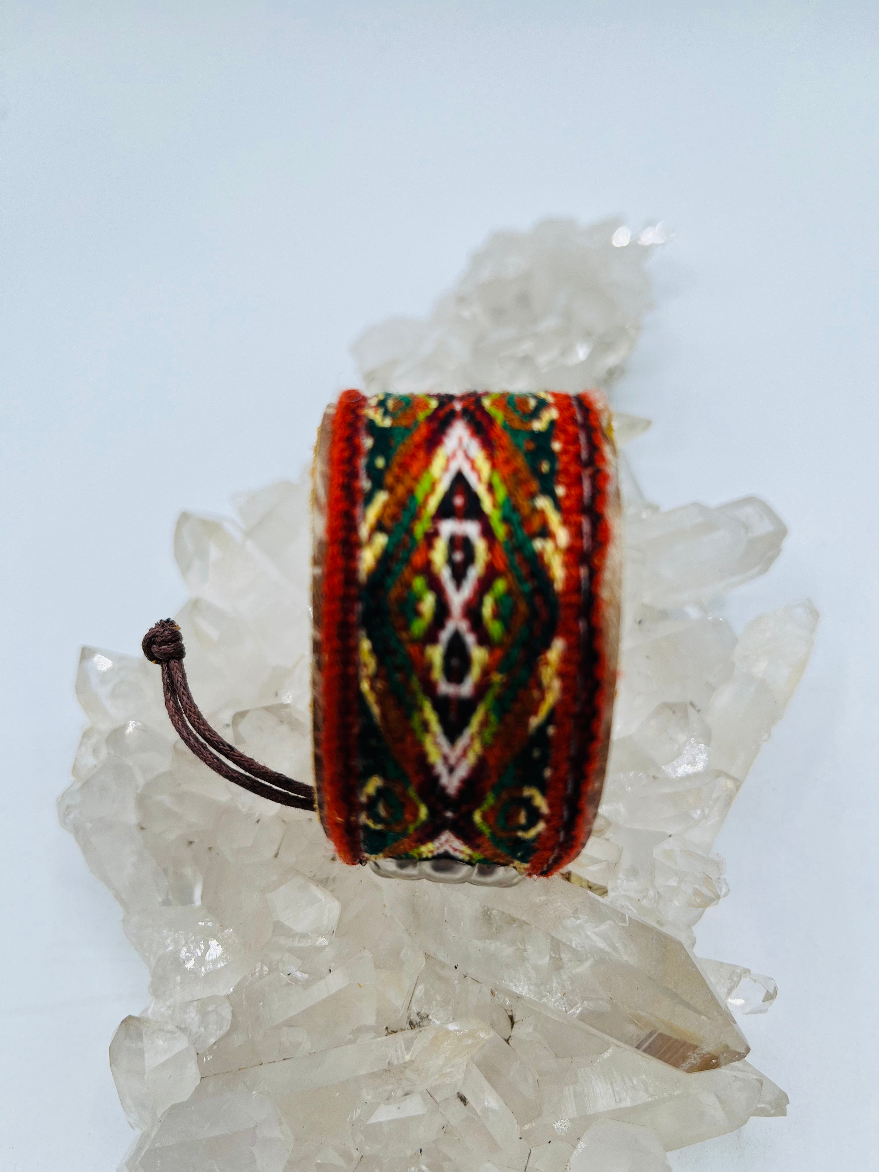 Leather Adjustable Textile Bracelet