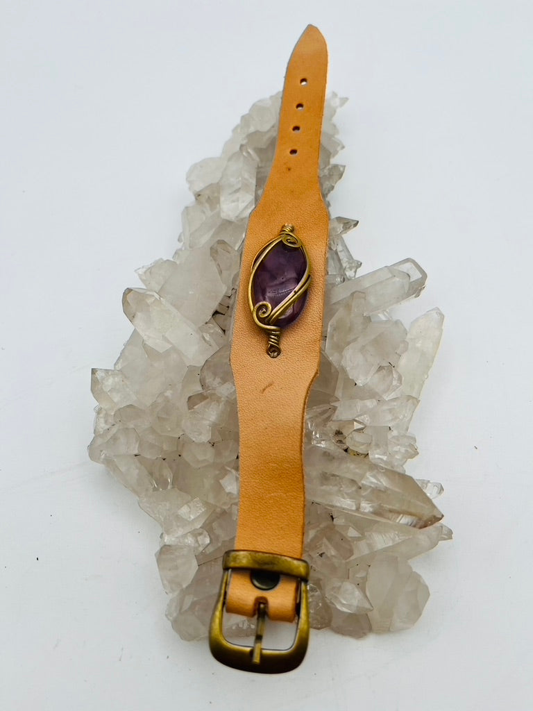 Leather Gem Buckle Bracelet