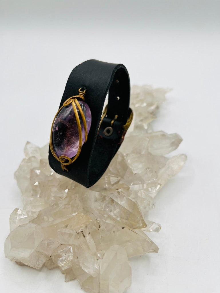 Leather Gem Buckle Bracelet