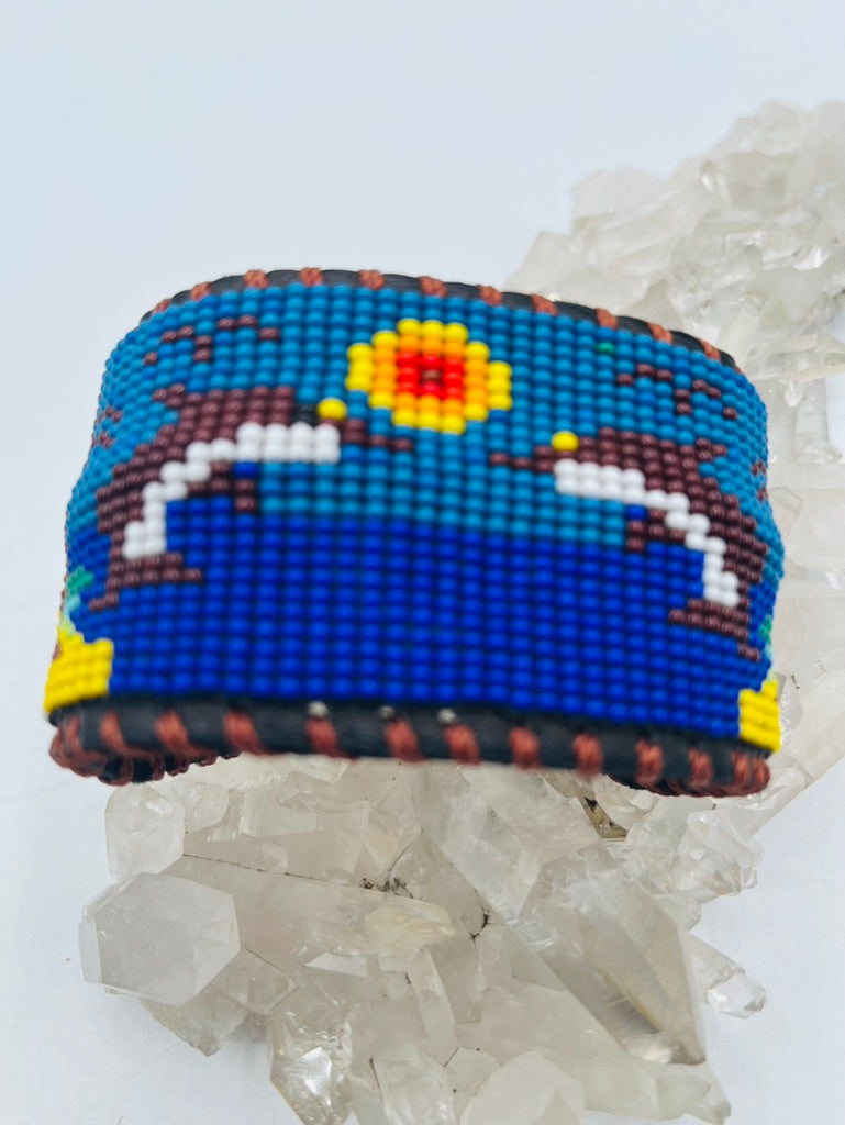 Beaded & Bendable Leather Cuff