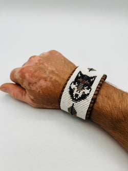 Beaded & Bendable Leather Cuff