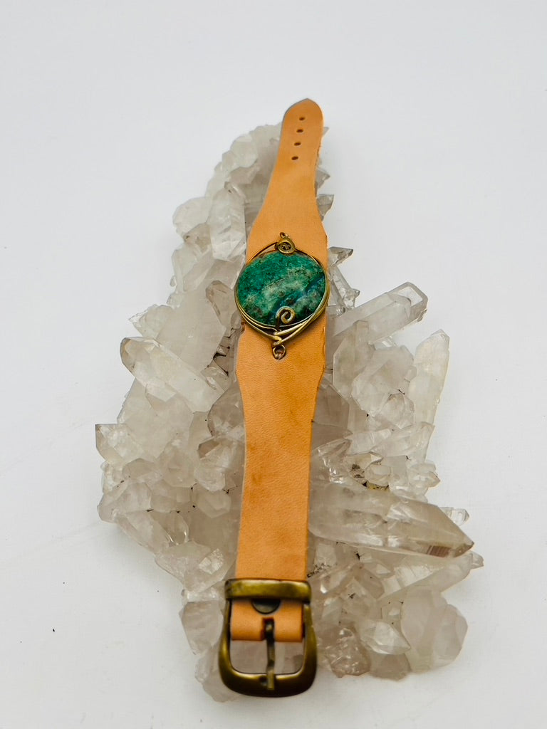 Leather Gem Buckle Bracelet