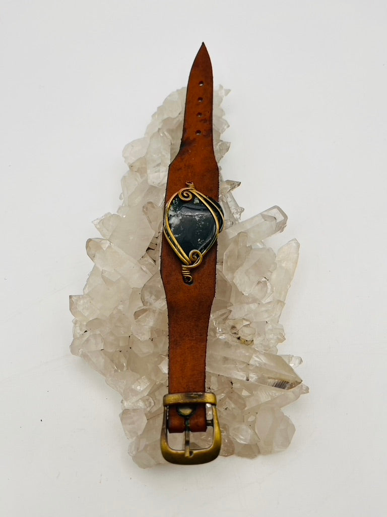 Leather Gem Buckle Bracelet