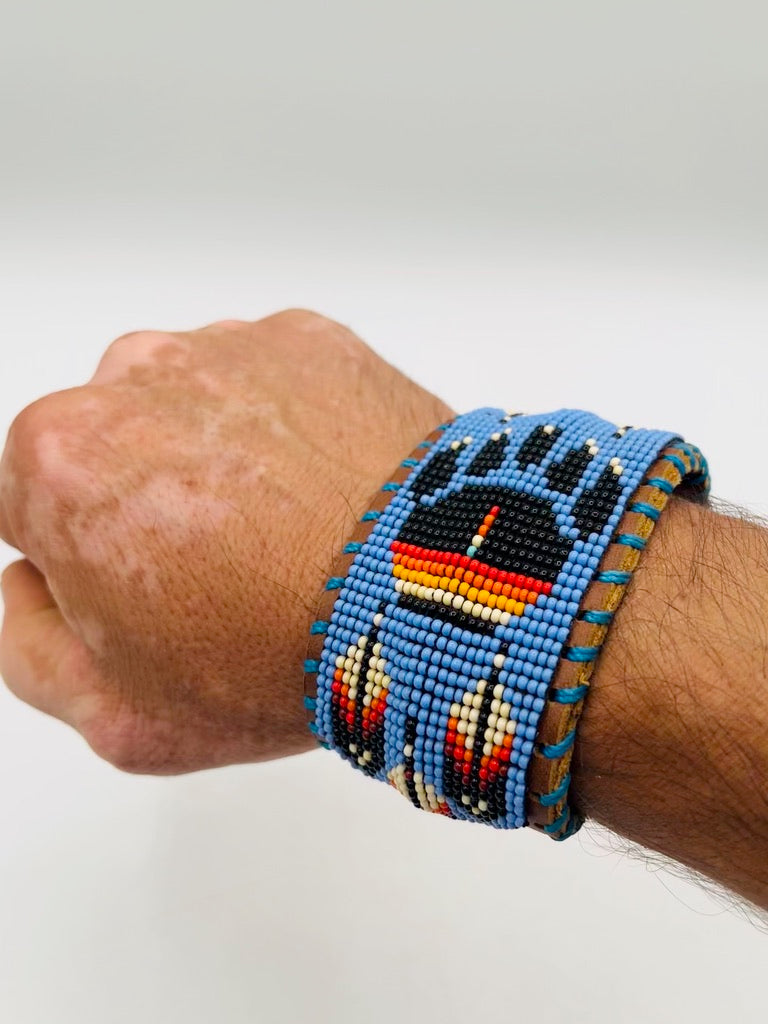 Beaded & Bendable Leather Cuff