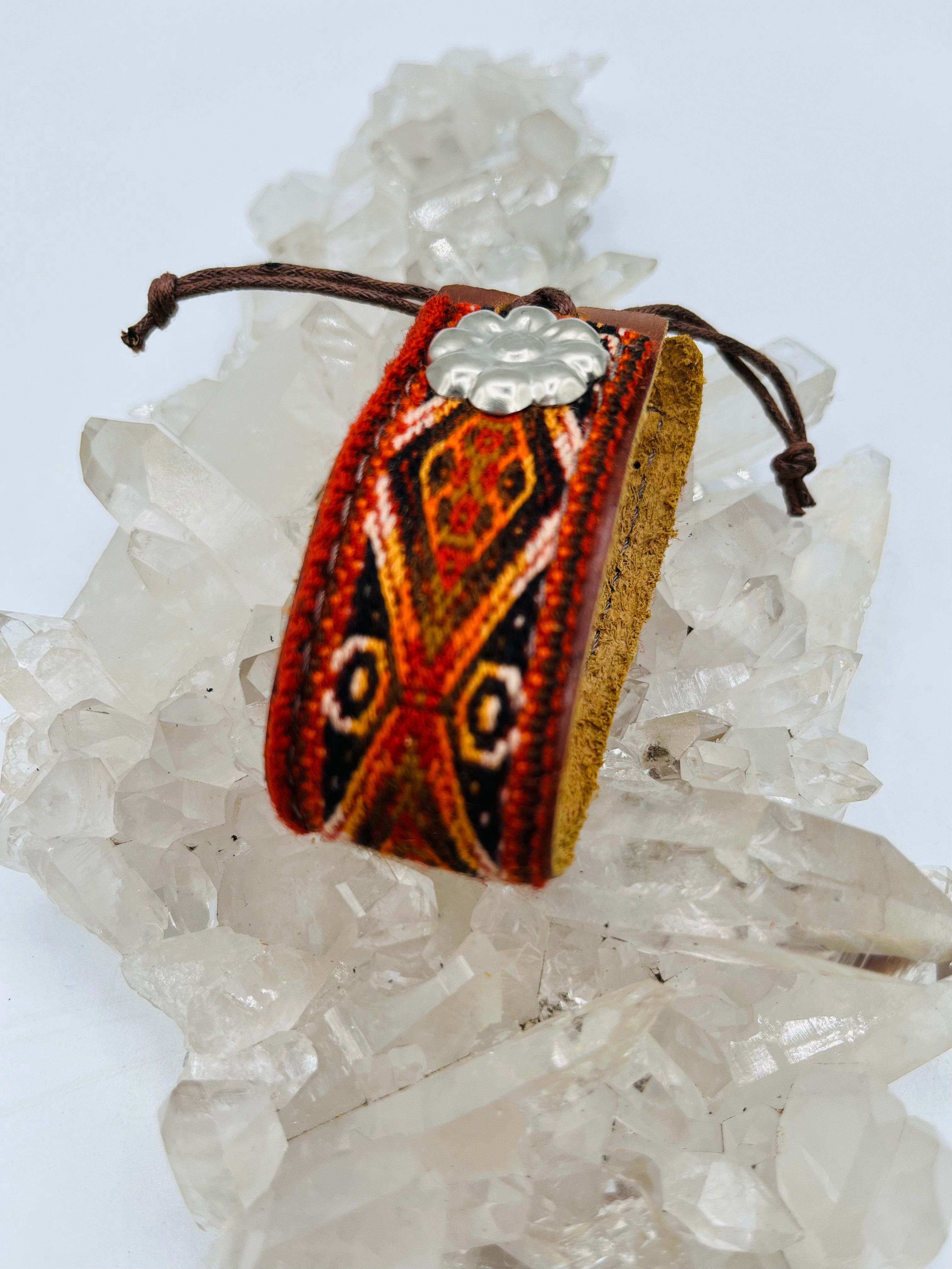 Leather Adjustable Textile Bracelet