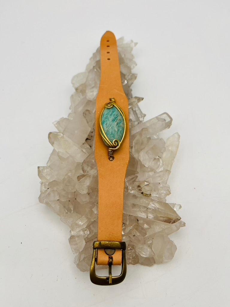 Leather Gem Buckle Bracelet