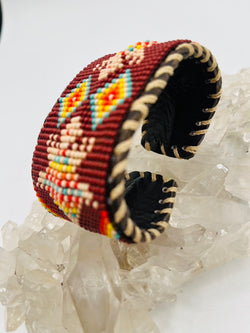 Beaded & Bendable Leather Cuff