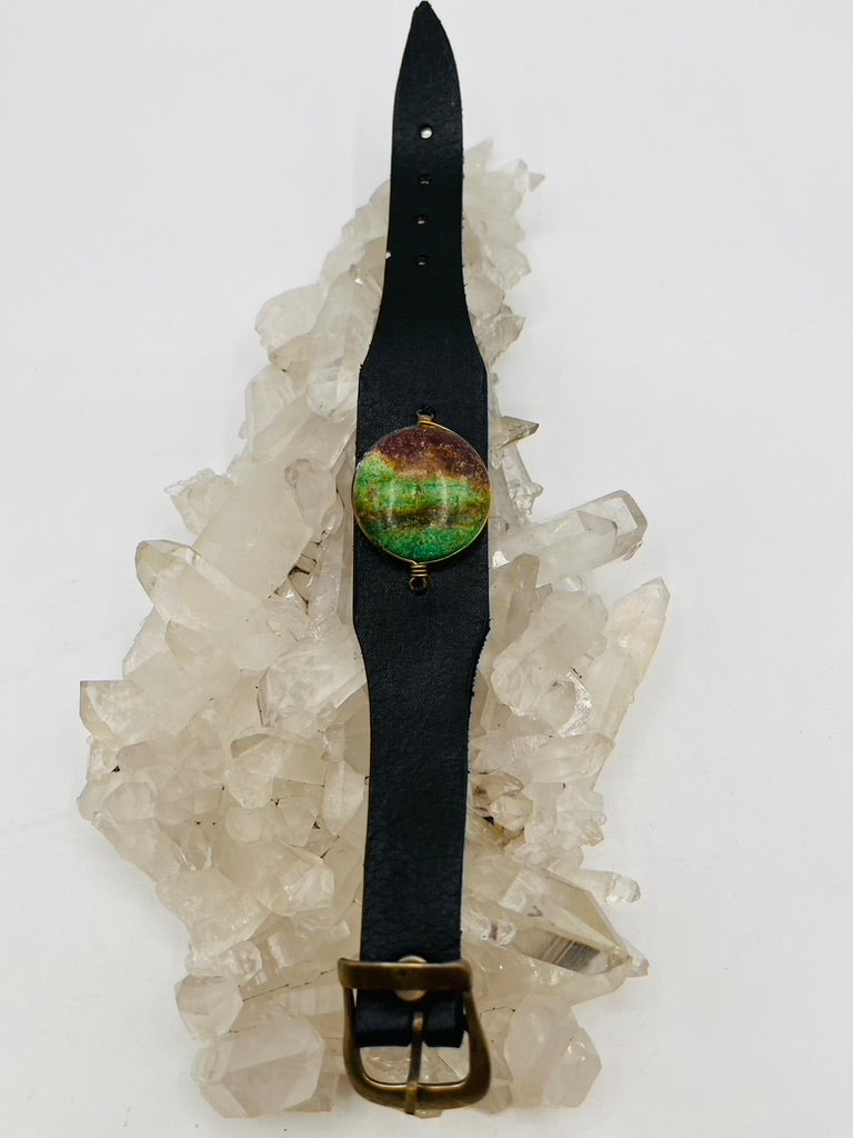 Leather Gem Buckle Bracelet