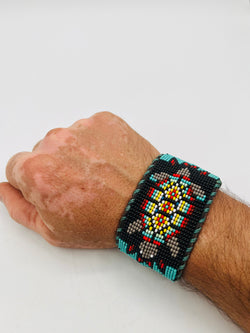 Beaded & Bendable Leather Cuff