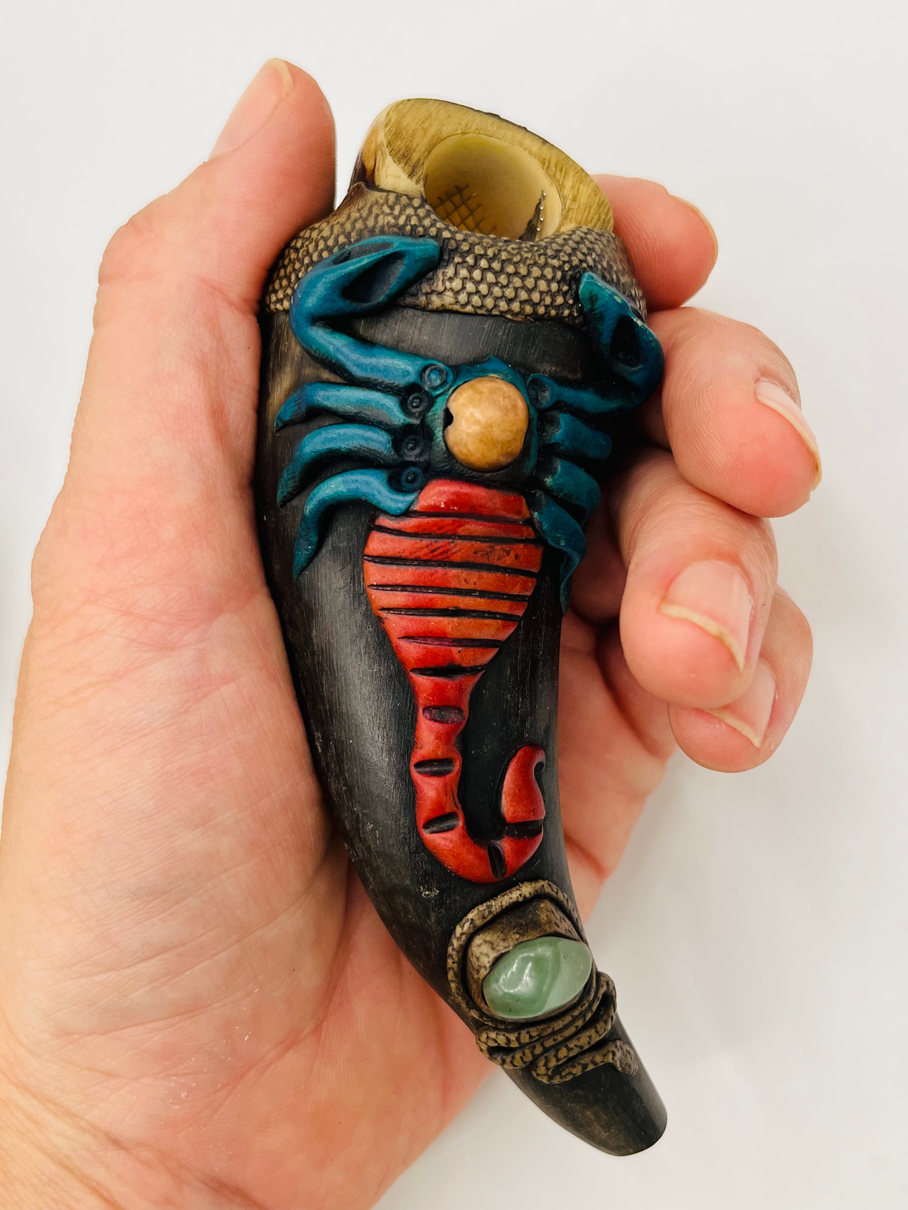 Tagua Seed Head-Bull Horn Pipe