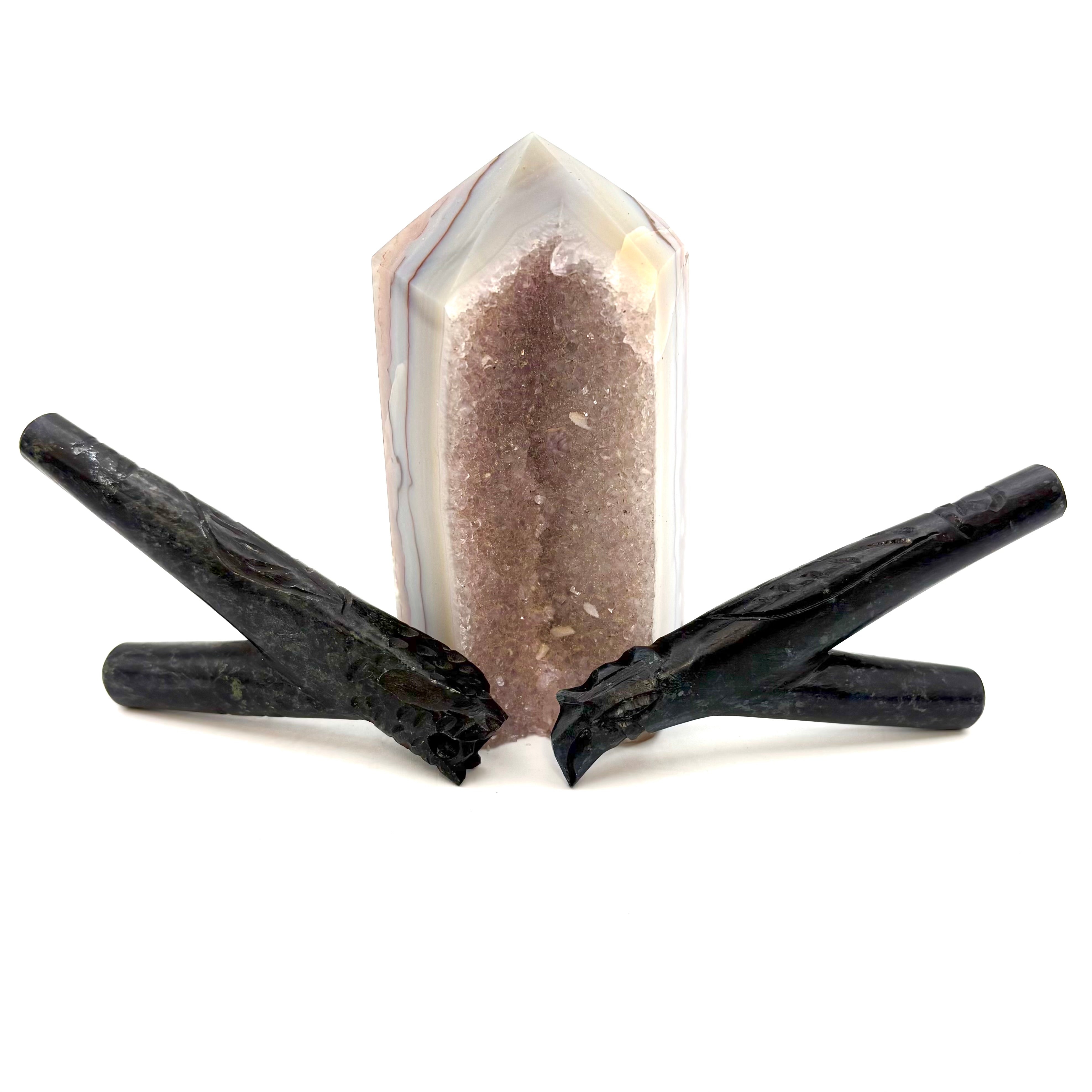 Black Serpentine Stone Kuripe-Self Hapé Applicator