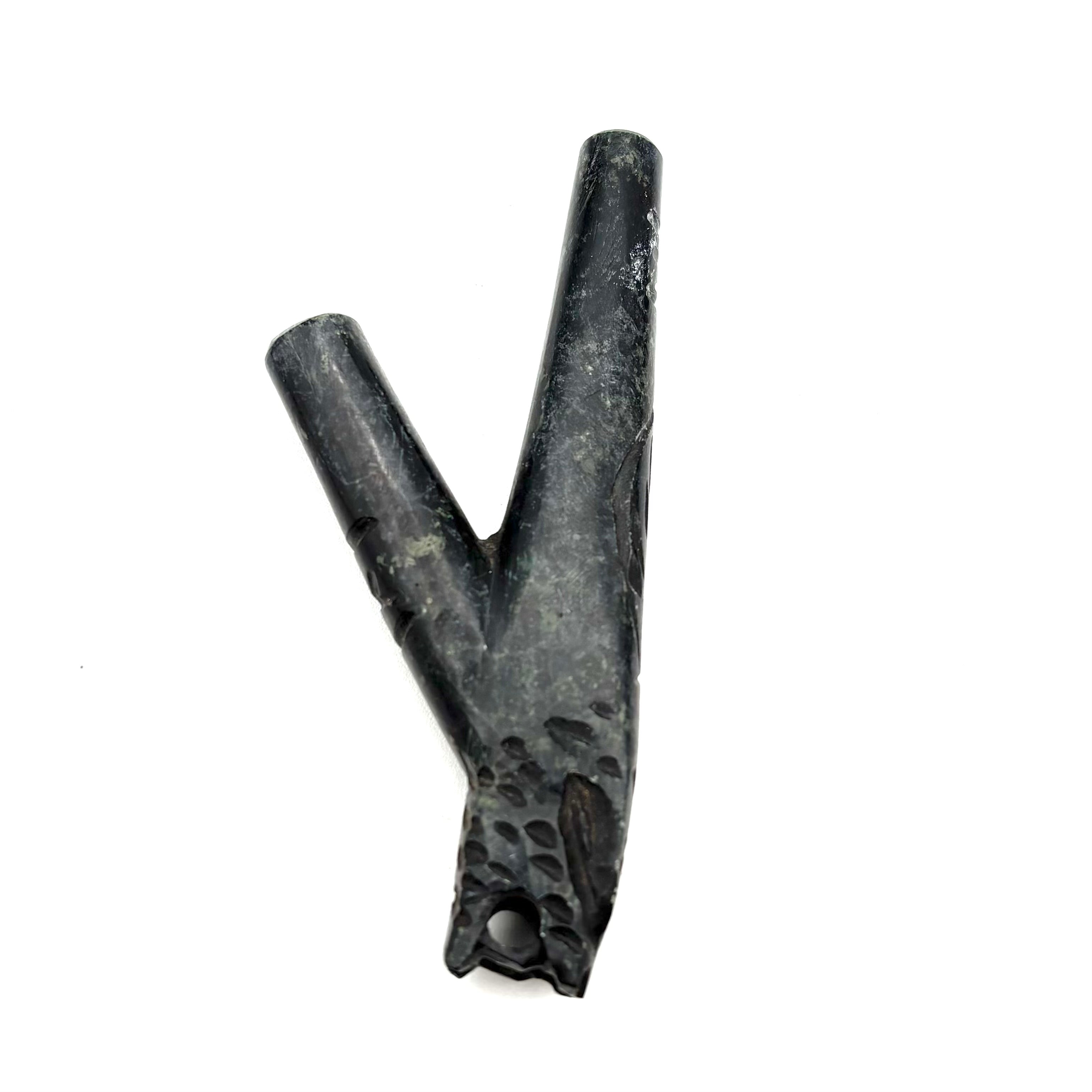 Black Serpentine Stone Kuripe-Self Hapé Applicator