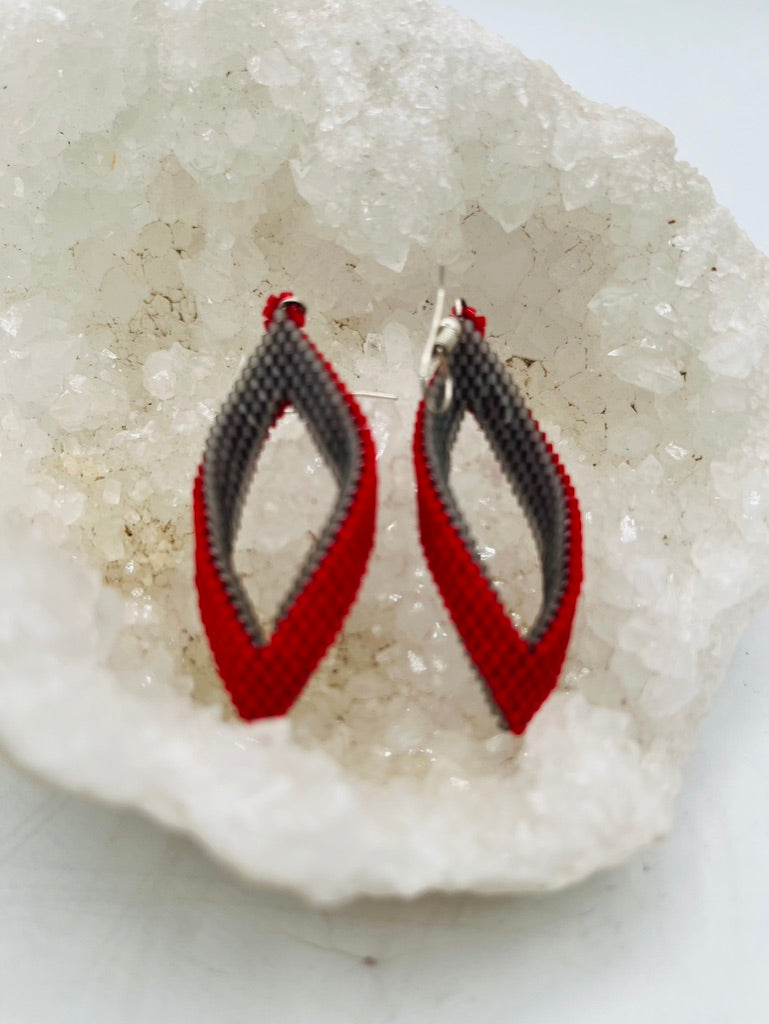 Leaf Earrings Maroon