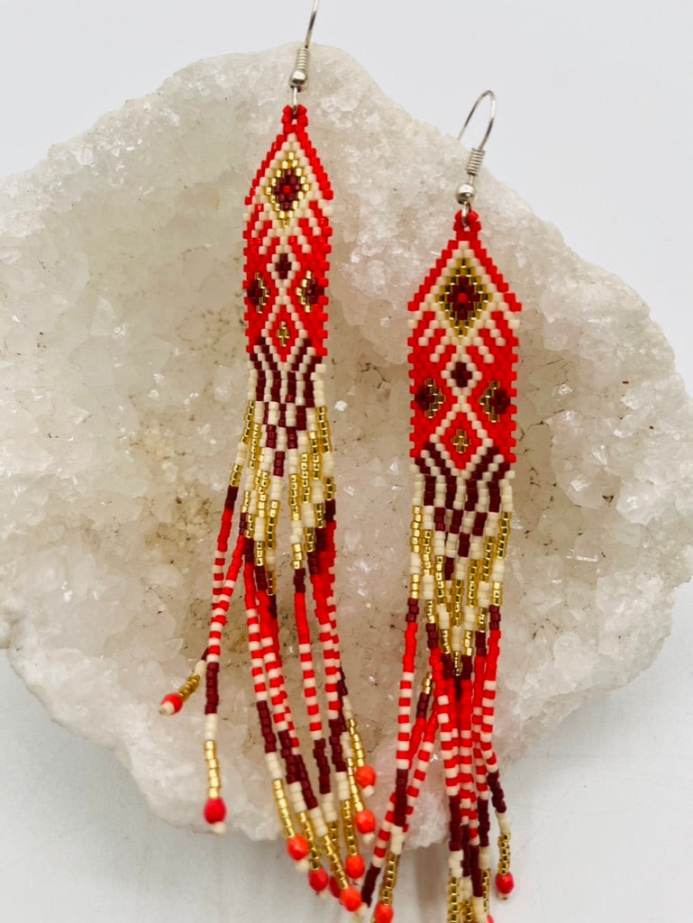 Native Earrings RedWhite