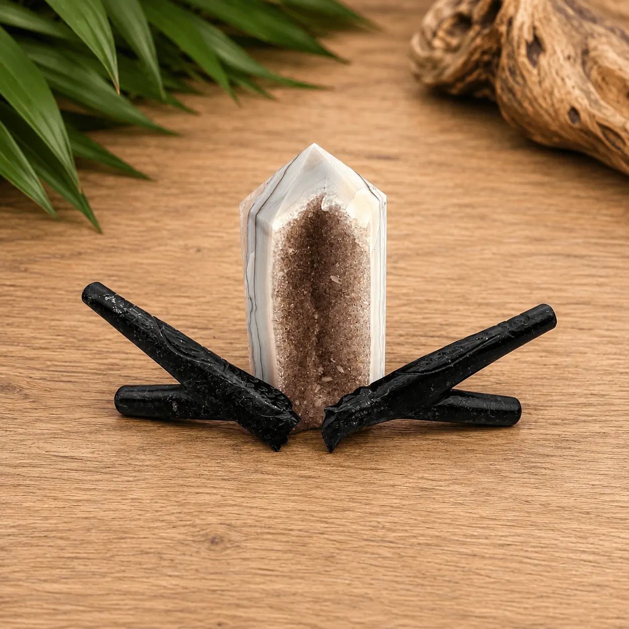 Black Serpentine Kuripe | Handcrafted Stone Hapé Self-Applicator by Collective Journey Art