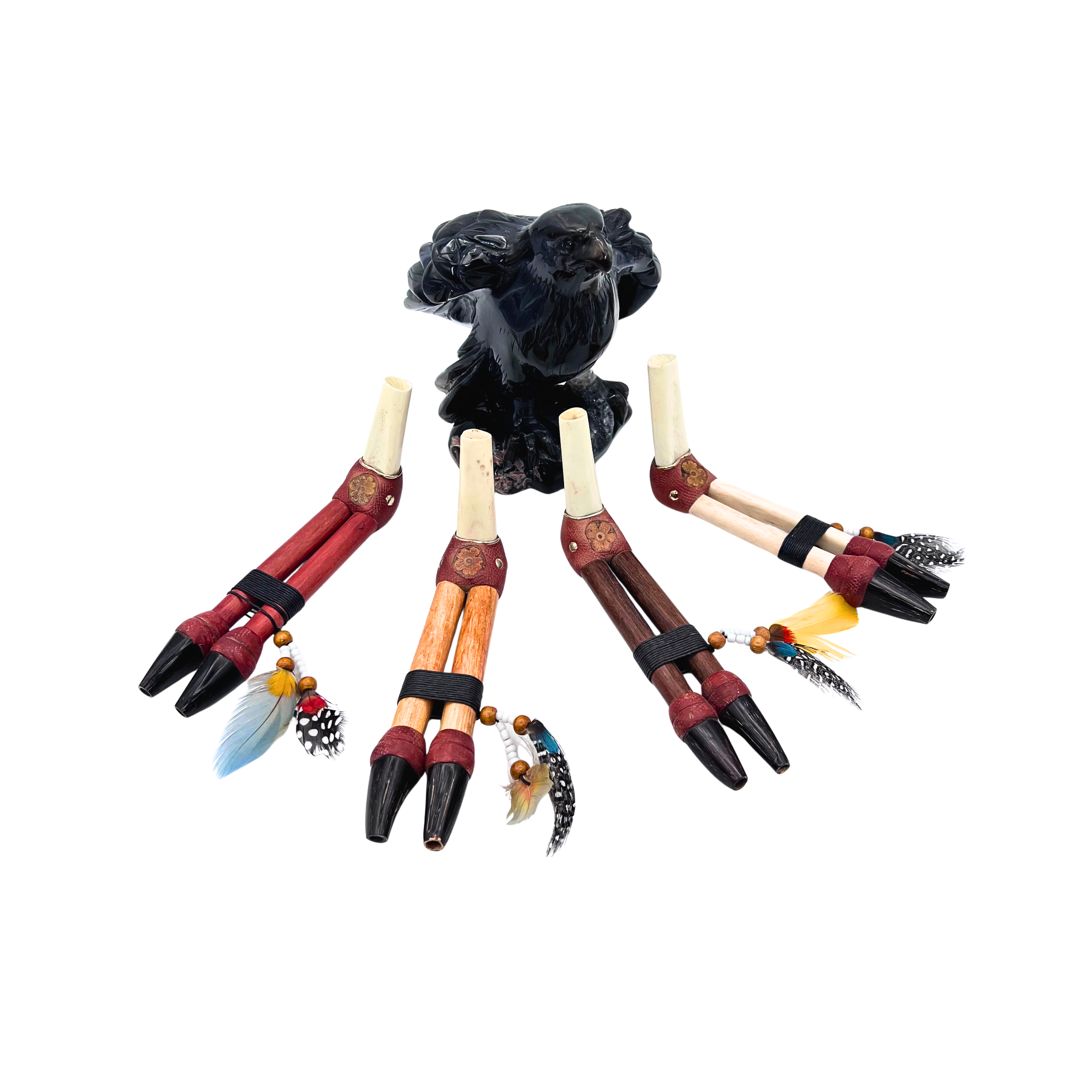 Handcrafted Black Tip Double Nostril Tepi a dual-opening ceremonial applicator to serve hapé medicine to others simultaneously to both nostrils.  With blow side loaded medicine distributed equally to both nostrils designed for balanced and even distribution of sacred hapé medicine during shared ceremony. Tip options: palo sangre, palo santo, bone and black wood.