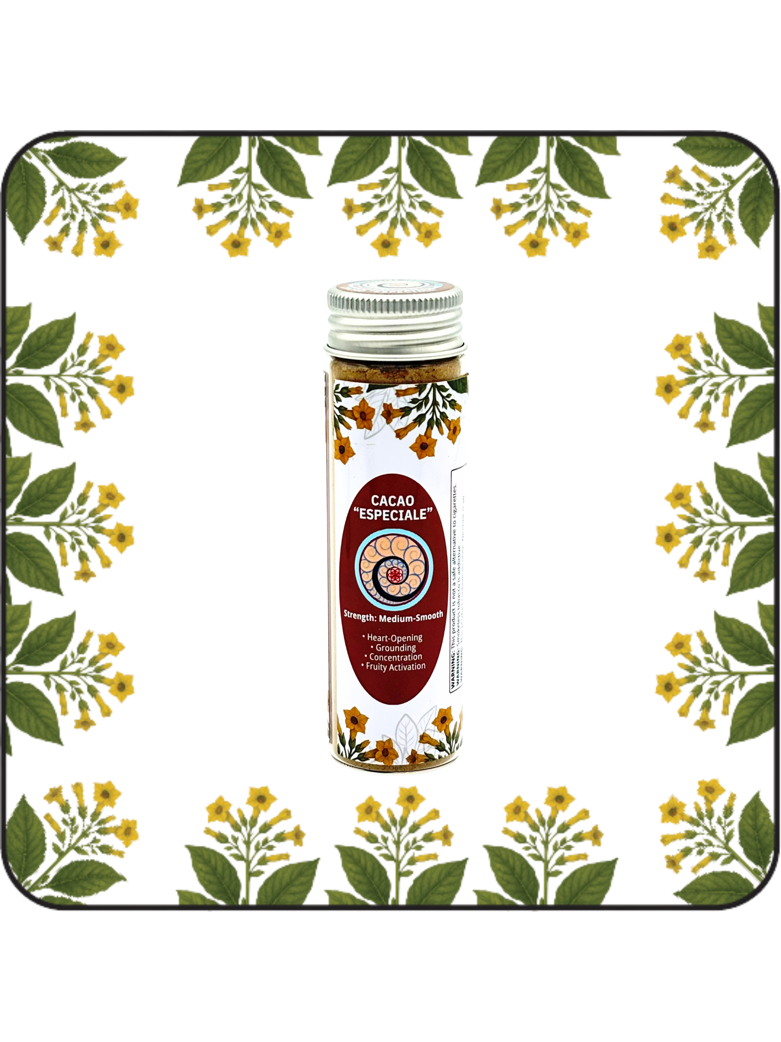 Cacao Especiale hapé large bottle (32g), grounding cacao blend for focus and emotional stability