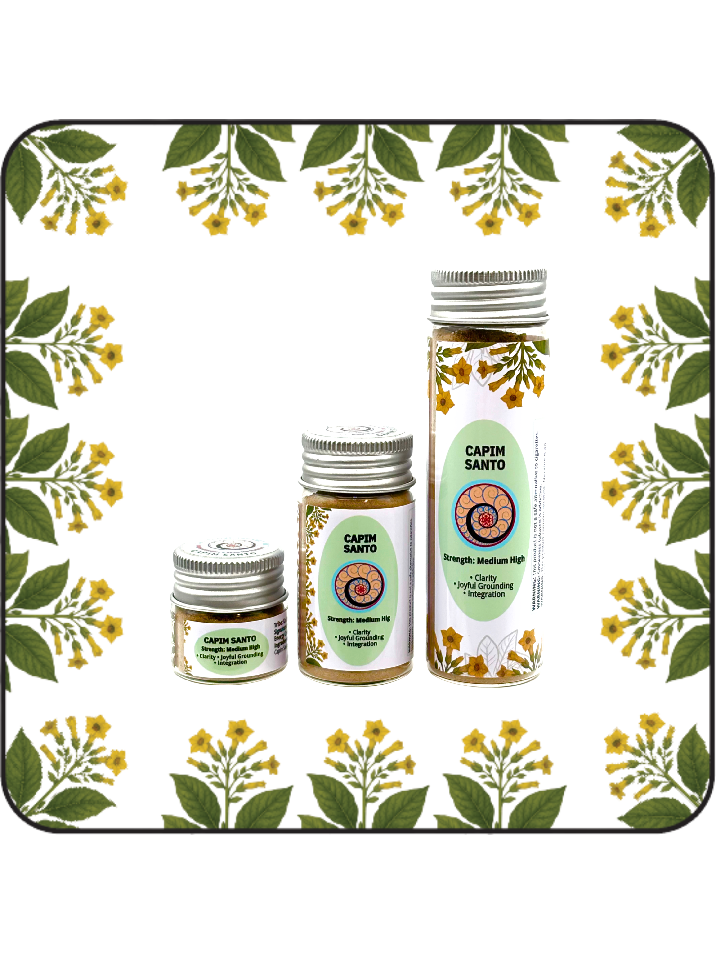 Capim Santo hapé three bottle set, calming herbal blend for relaxation, clarity, and gentle grounding
