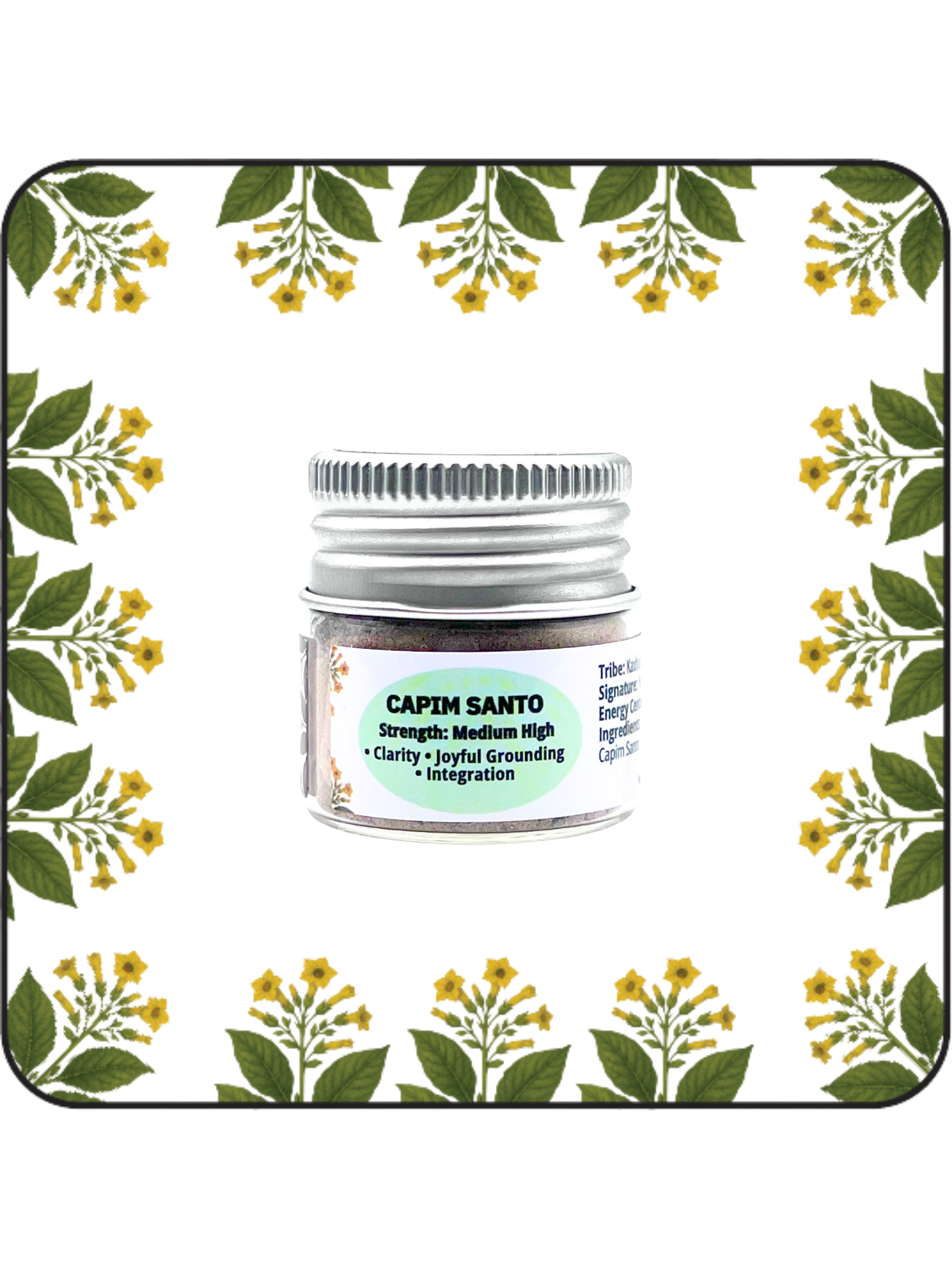 Small 6g Capim Santo hapé (rapé) jar by Collective Journey Art – authentic Amazonian forest medicine for clarity, grounding and integration.