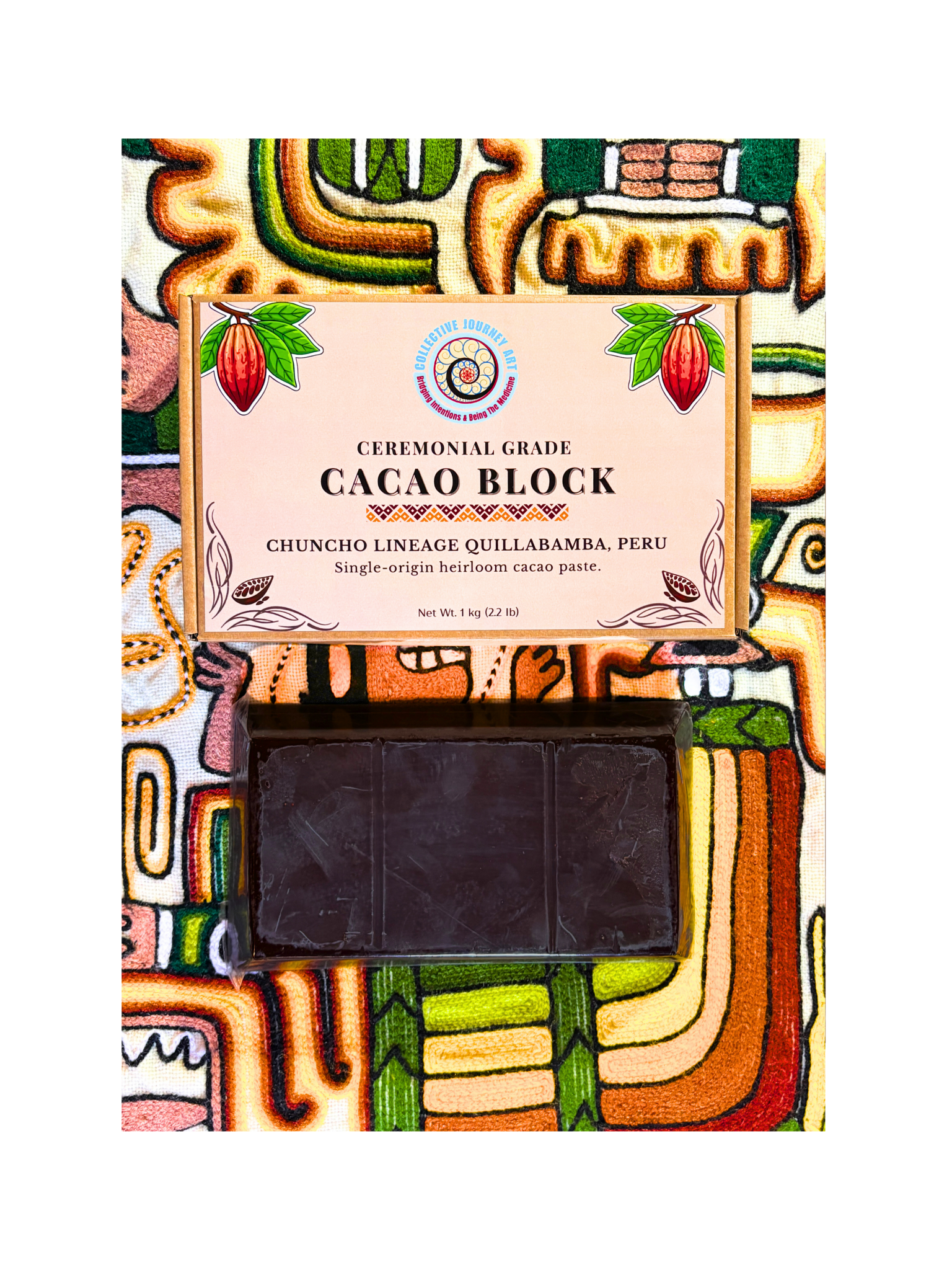Chuncho ceremonial cacao blocks from Peru in 1 kg (2.2lb)  by Collective Journey Art