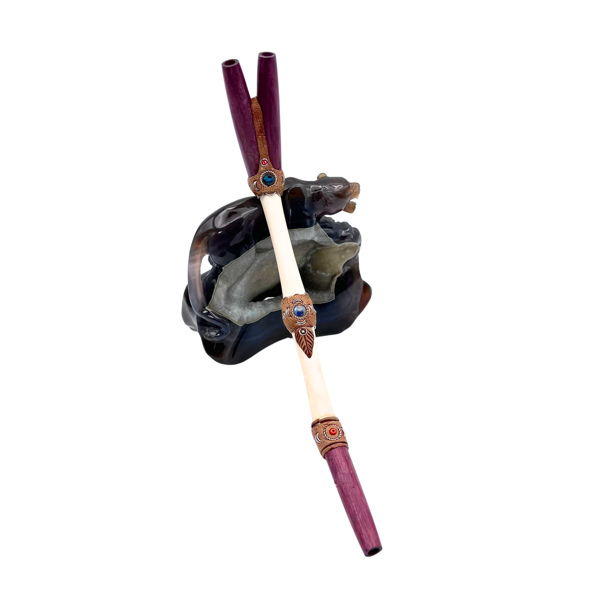 Double Nostril Bone Tepi — handcrafted ceremonial applicator made from bone with dual openings for balanced medicine flow. A sacred tool for harmony, clarity, and grounding in shared hapé medicine ceremony.