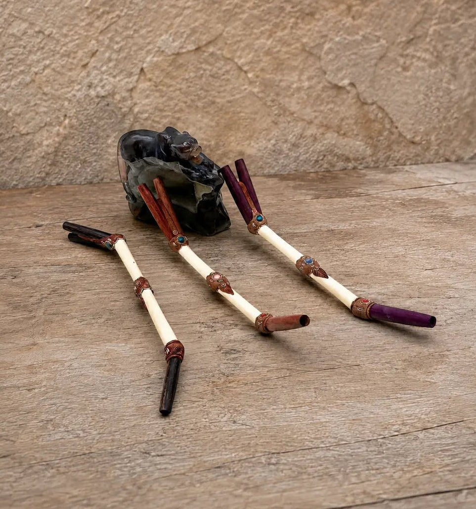 Double-Nostril Bone Tepi | Handcrafted Hapé Serving Applicator by Collective Journey Art