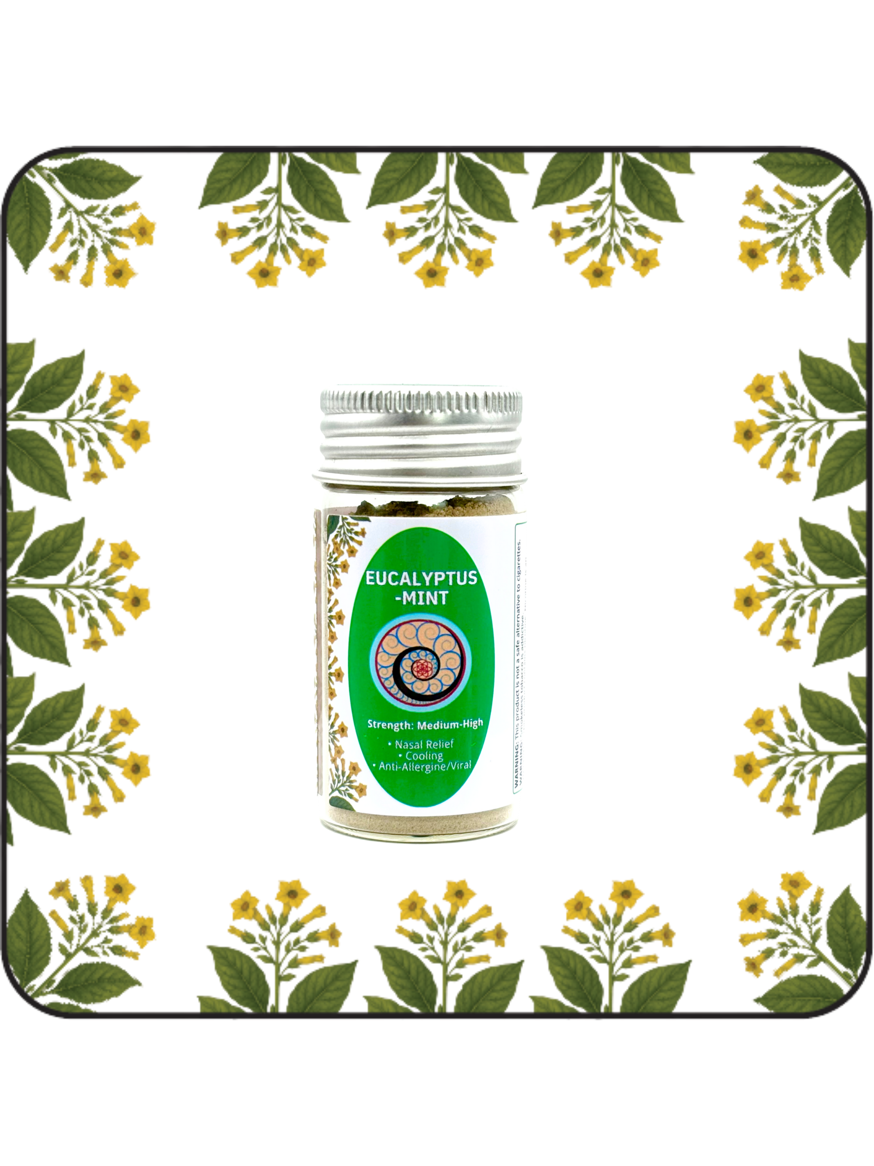 Medium (16 gram) Eucalyptus Mint hapé (rapé) jar by Collective Journey Art – authentic Amazonian forest medicine blend. Refreshing, cleansing blend handcrafted for clarity, breath, and nasal relief.
