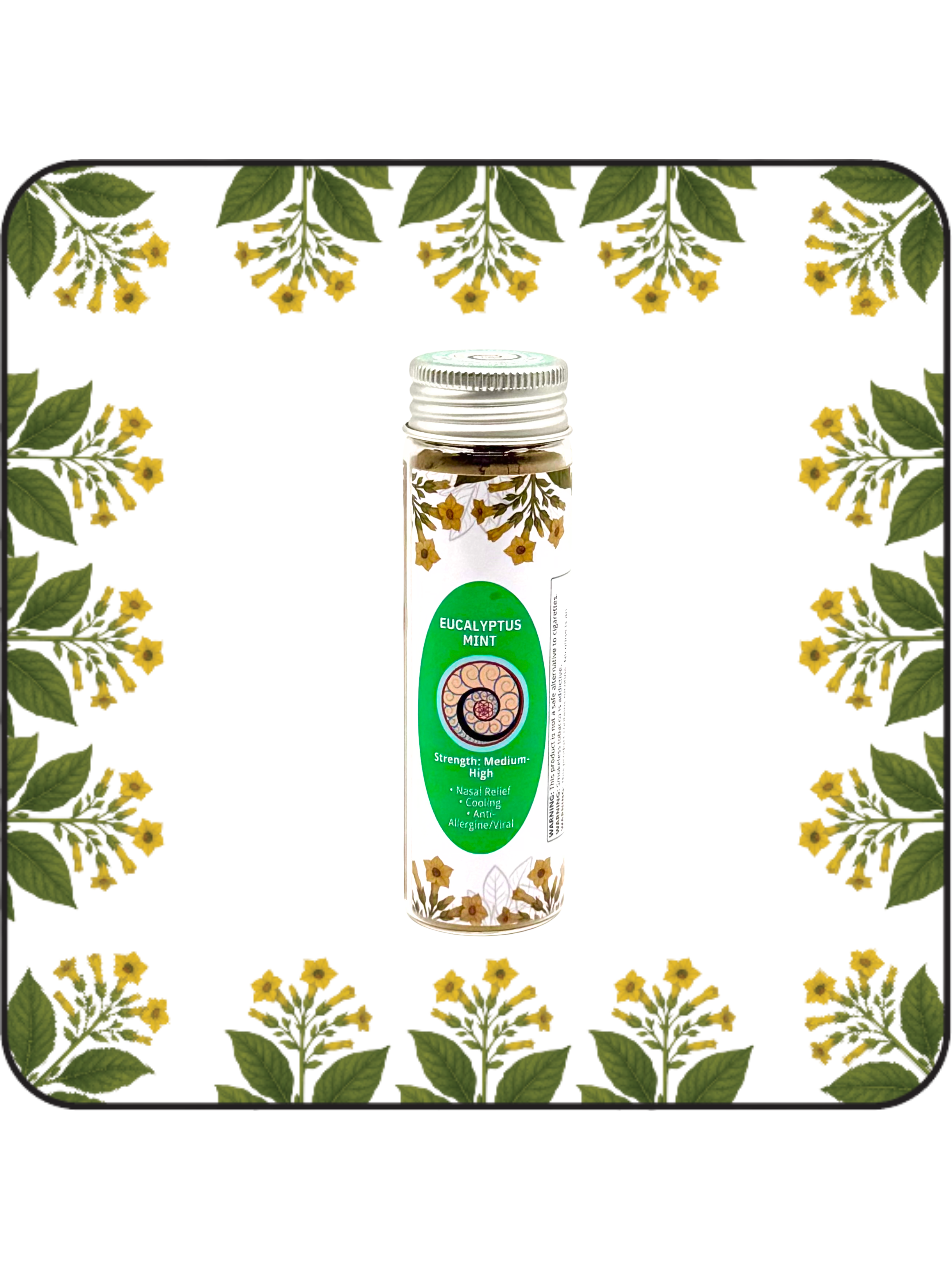 Large 32 grams Eucalyptus Mint hapé (rapé) jar by Collective Journey Art – authentic Amazonian forest medicine blend. Refreshing, cleansing blend handcrafted for clarity, breath, and nasal relief.