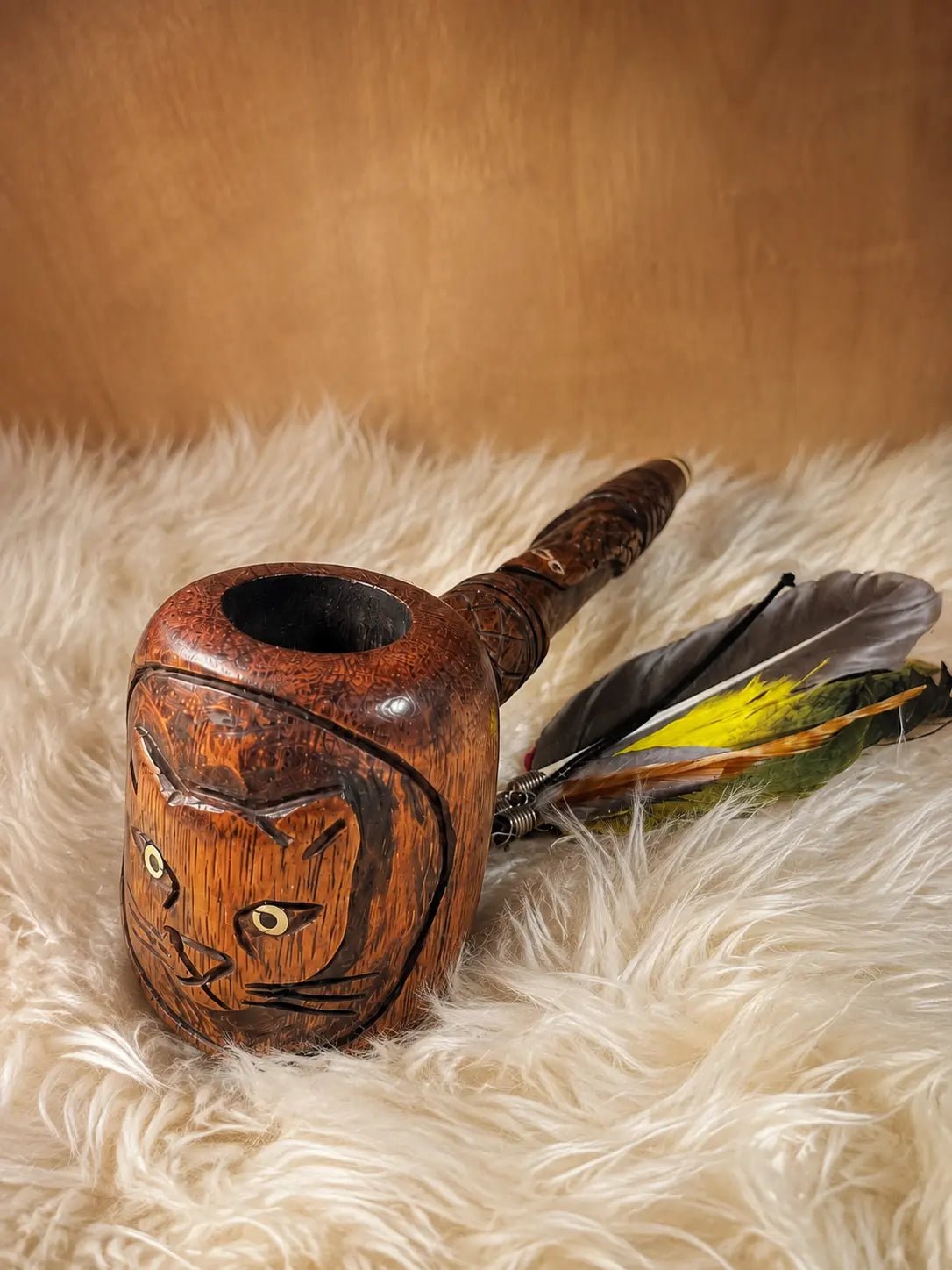 Jaguar Peace Pipe | Handcrafted Ceremonial Pipe by Collective Journey Art