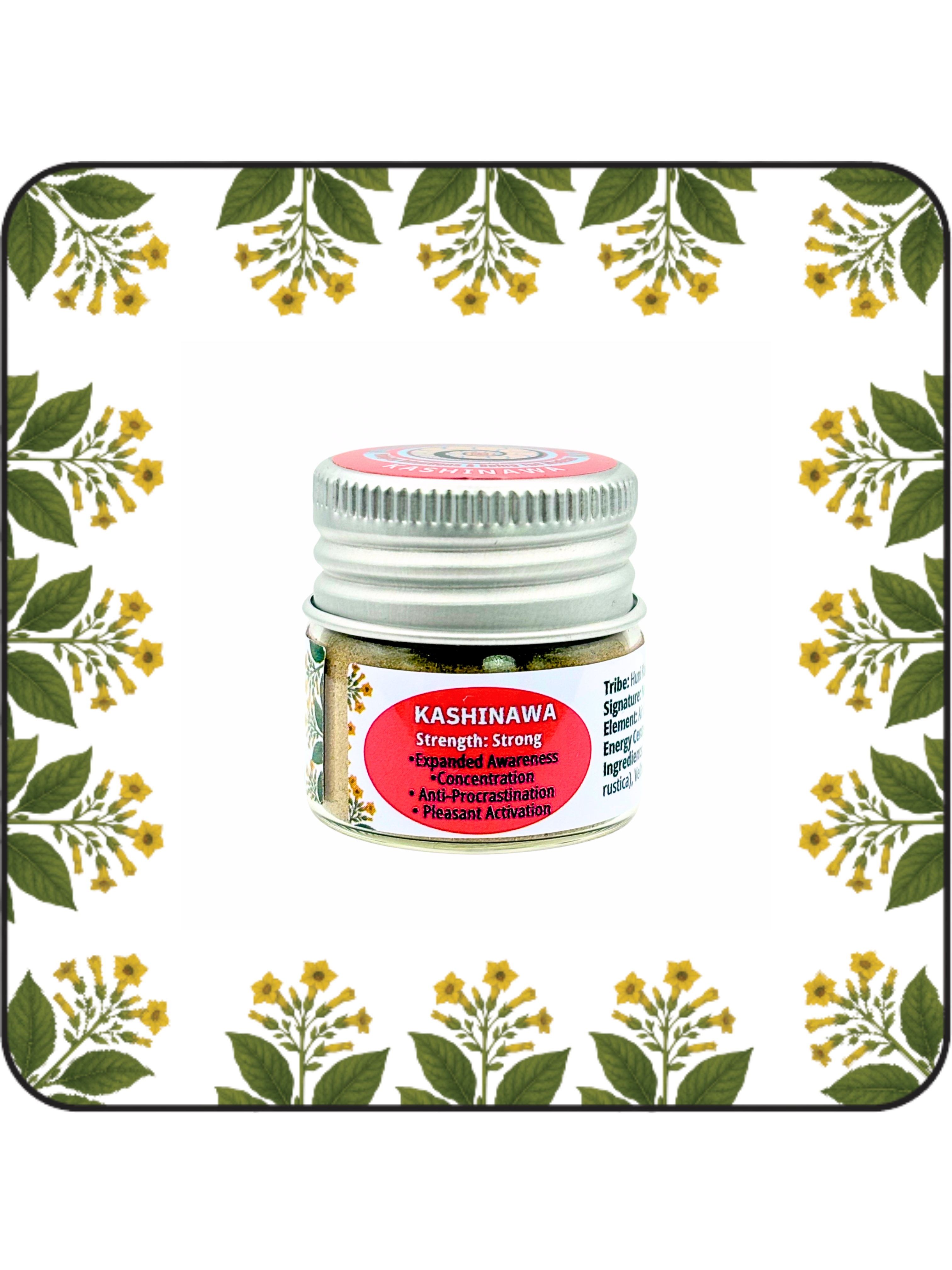 Small 6g Kashinawa hapé (rapé) jar by Collective Journey Art authentic Amazonian forest medicine blend used for expanded awareness and concentration.