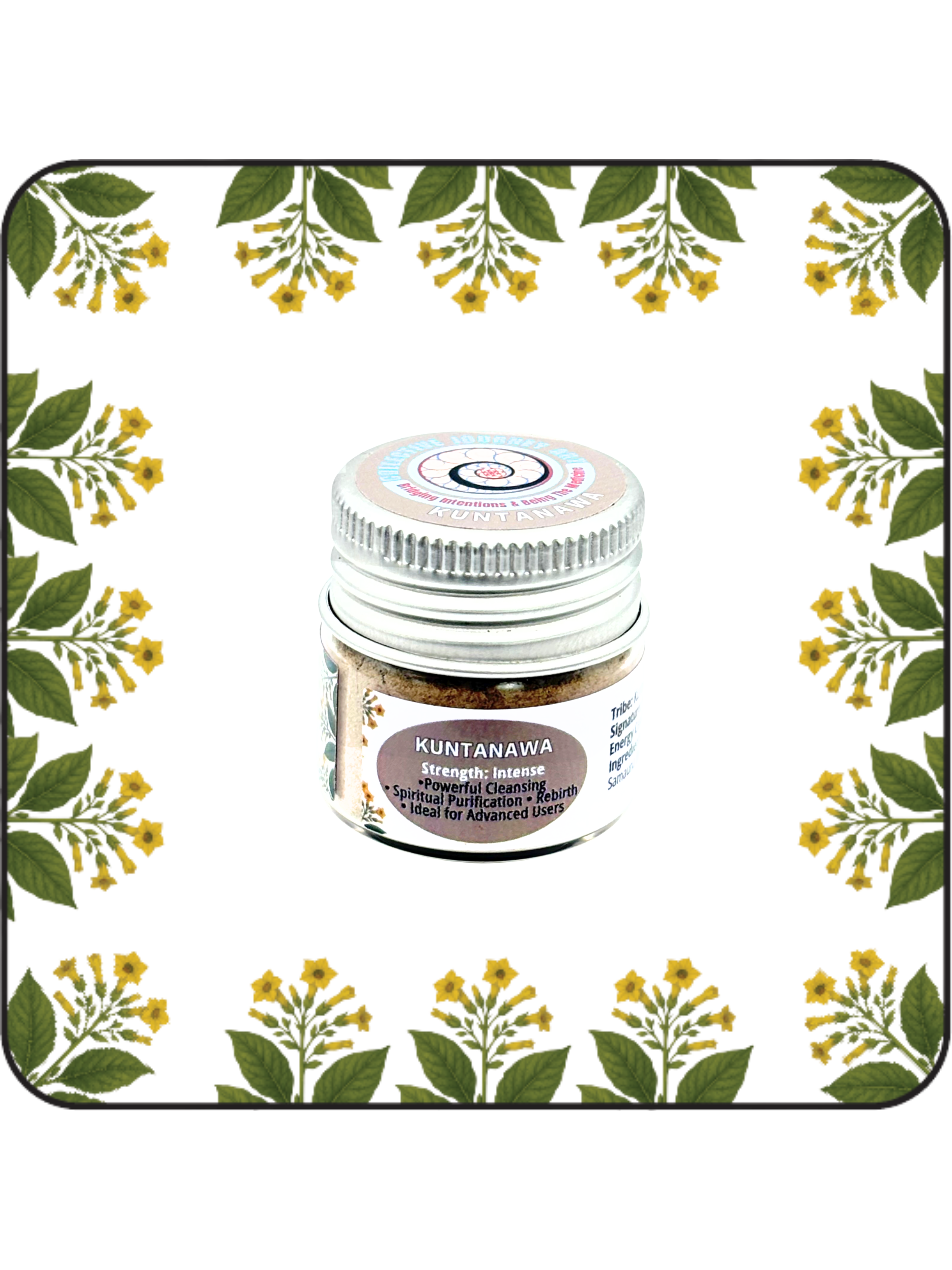 Small 6g Kuntanawa hapé (rapé) jar by Collective Journey Art – authentic Amazonian forest medicine blend handcrafted by the Kuntanawa people, known as the People of the Palm, for grounding, focus, and spiritual strength.