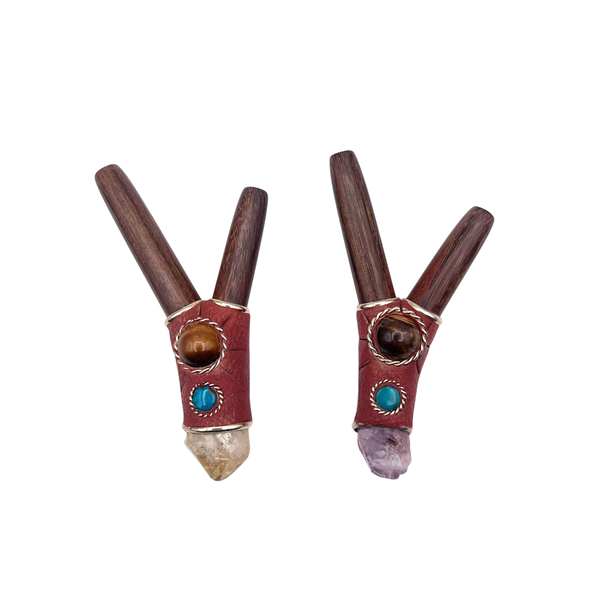 Handcrafted Kuripe Rocky available with Amethyst or Citrine stone — one of the most elegant and refined applicators, black wood.