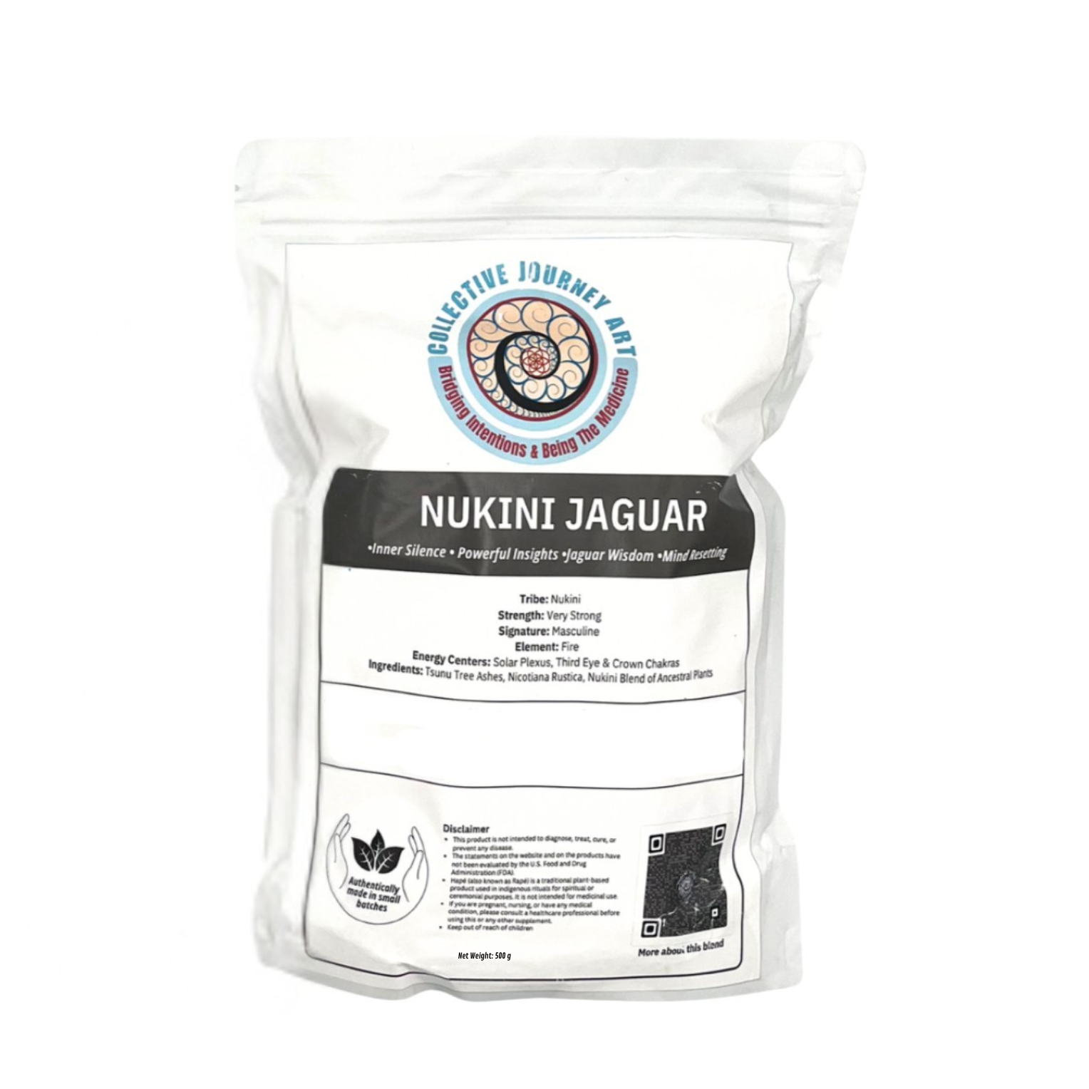 Bulk bag (500g) of Nukini Jaguar Hapé medicine for powerful insights and wisdom.