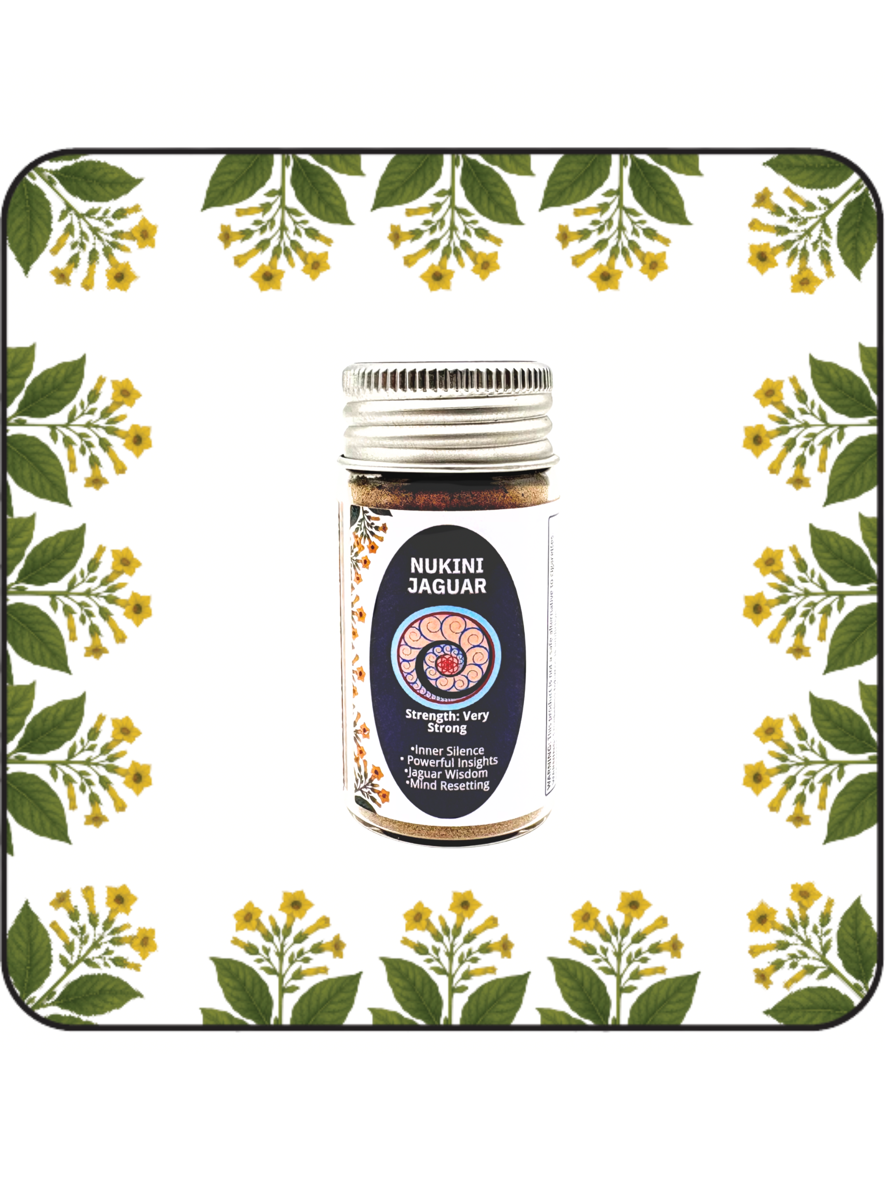 Medium 16g Nukini Jaguar hapé (rapé) jar by Collective Journey Art – authentic Amazonian forest medicine blend.