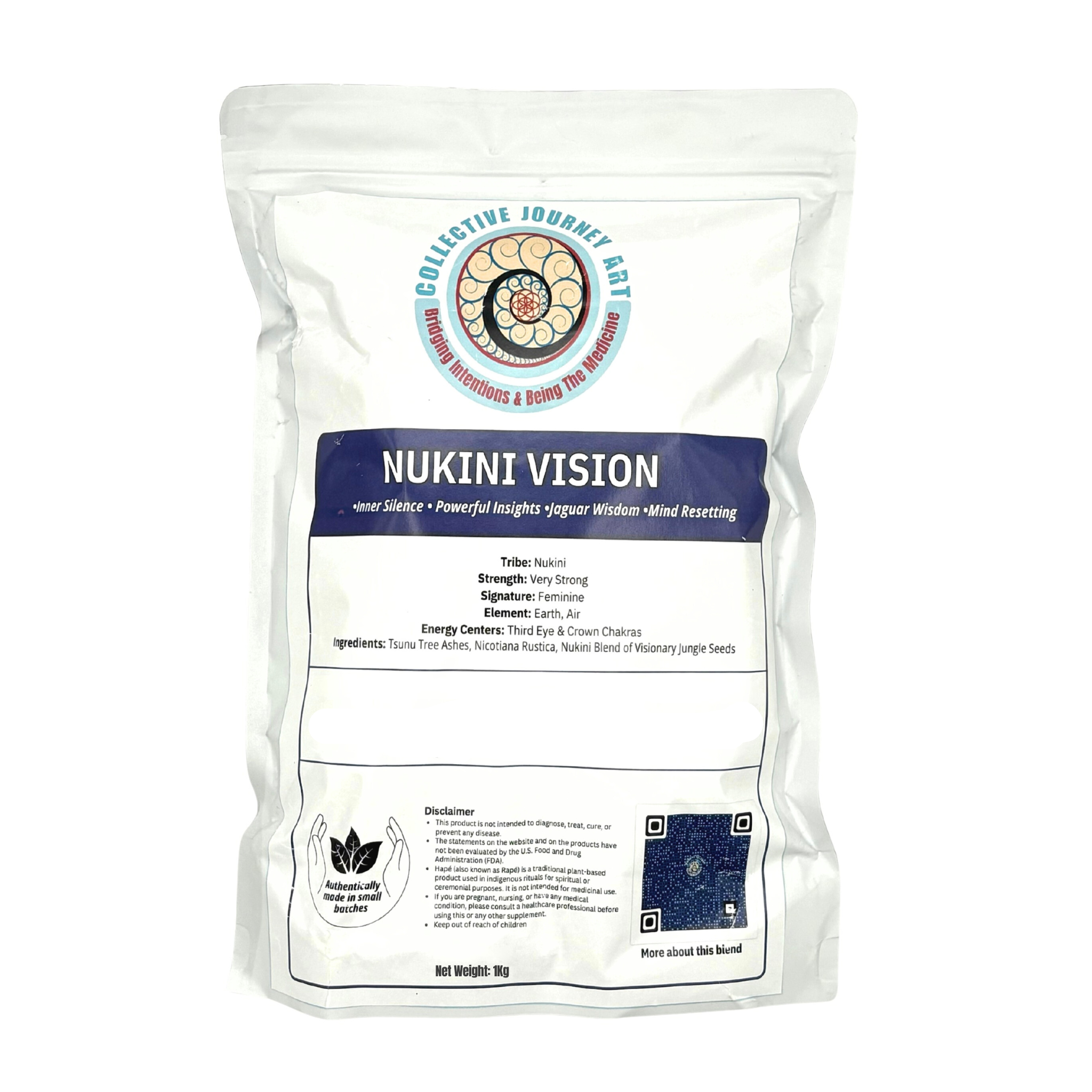 Bulk bag (1kg) of Nukini Vision Hapé medicine for meditation, insights and mind resetting.