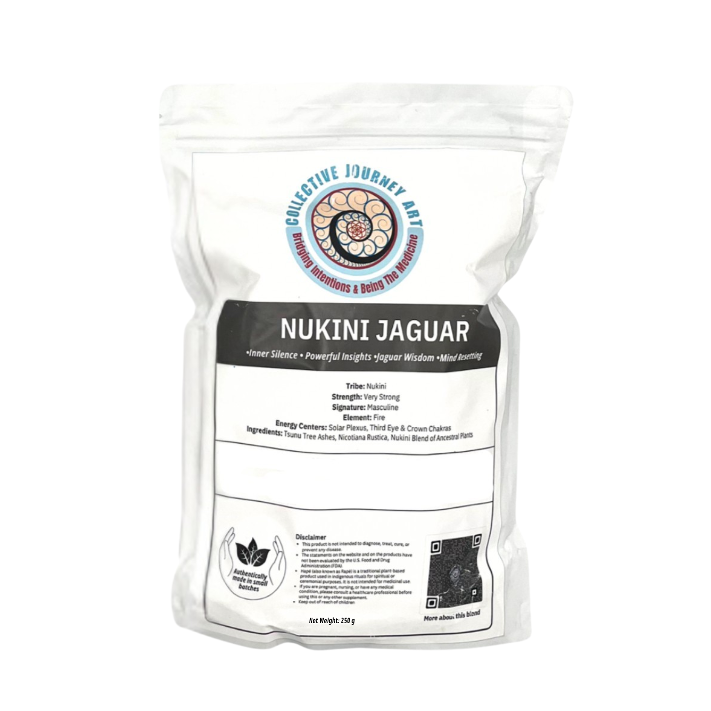 Bulk bag (250g) of Nukini Jaguar Hapé medicine for powerful insights and wisdom.