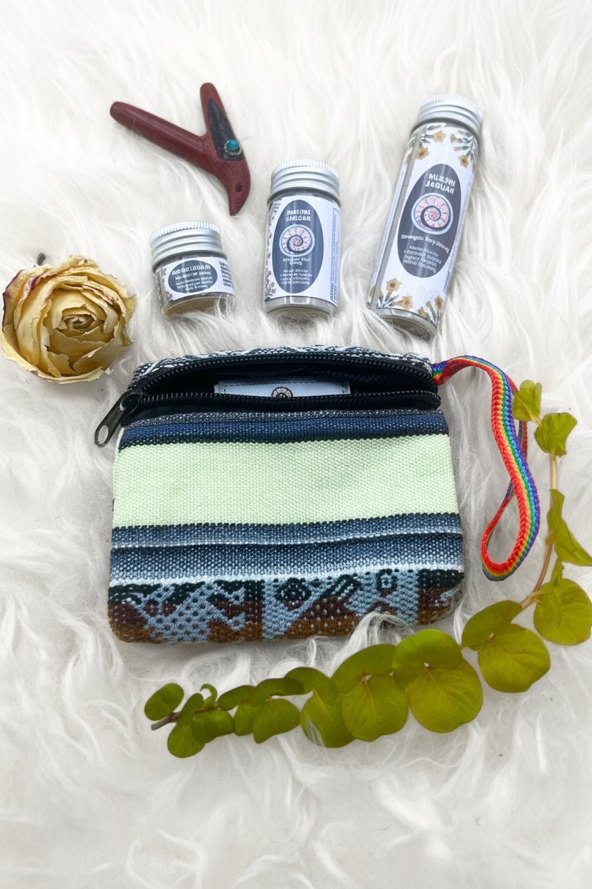 Nukini Jaguar Small Jar (6g) Hapé Kit, Bird Kuripe, Artisan woven